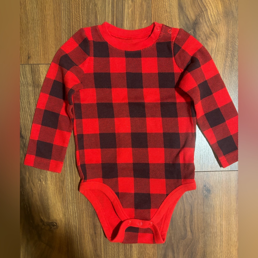 Jumping Beans Baby Boys Thermal Long Sleeve Onesie Bodysuit - Red 24M